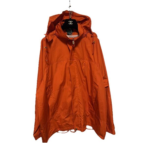 Lauren Ralph Lauren Jacket Womens 2X Orange Hooded Anorak Mesh Lined Rain Coat - Picture 1 of 16